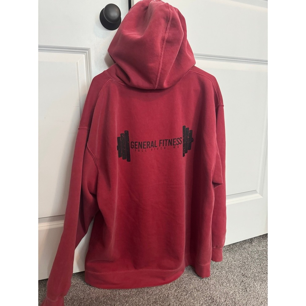General Fitness Hoodie Sweatshirt Pullover Red Graphic Men Size L Heavy Duty - Picture 3 of 9